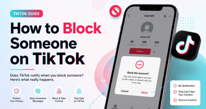 TikTok profile menu with the Block option highlighted to block someone on TikTok and protect your privacy