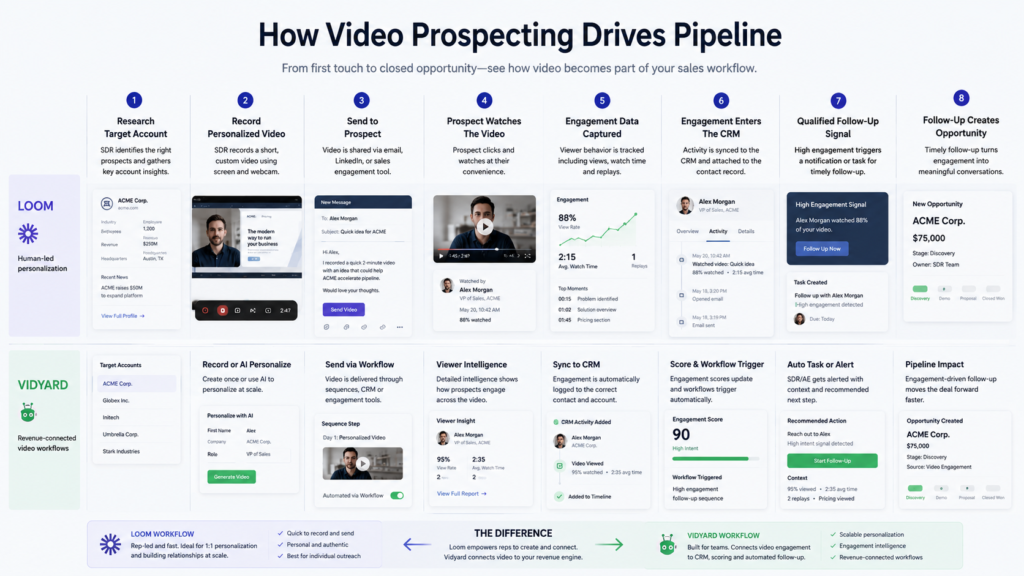 Loom vs Vidyard CRM integration for video prospecting and sales follow-up