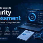 Security assessment checklist showing cybersecurity risk, cloud security, and threat monitoring
