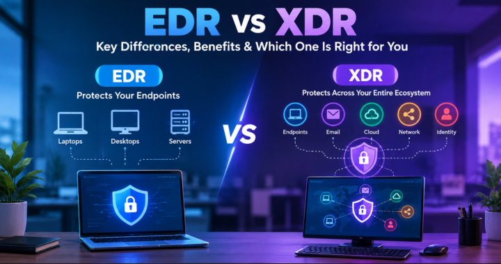 EDR vs XDR cybersecurity comparison showing endpoint and extended security