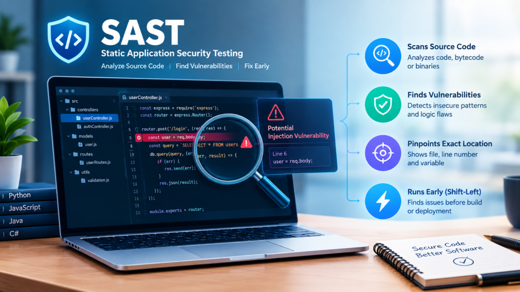 SAST scanning source code to identify application security vulnerabilities