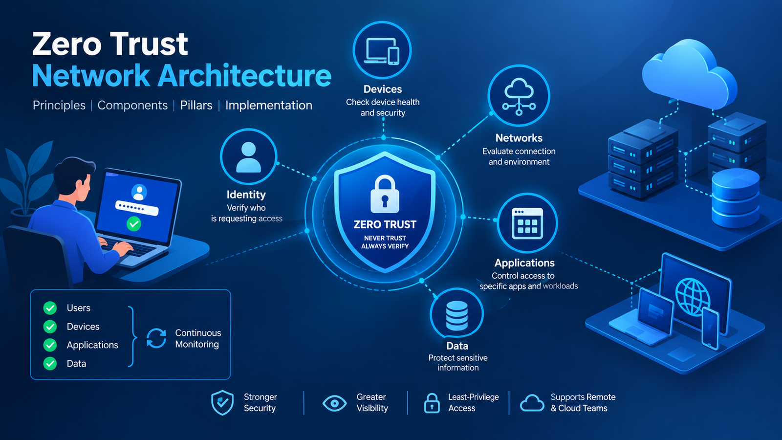 Zero Trust Network Architecture: Principles, Components, Pillars & Implementation