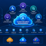 Cloud Security Management framework showing IAM, CSPM, CWPP, CIEM, DSPM, and cloud platforms