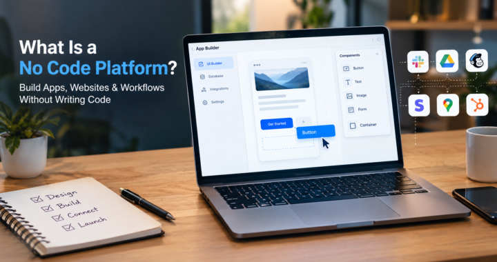 What is a no code platform? Person building an app with drag-and-drop tools