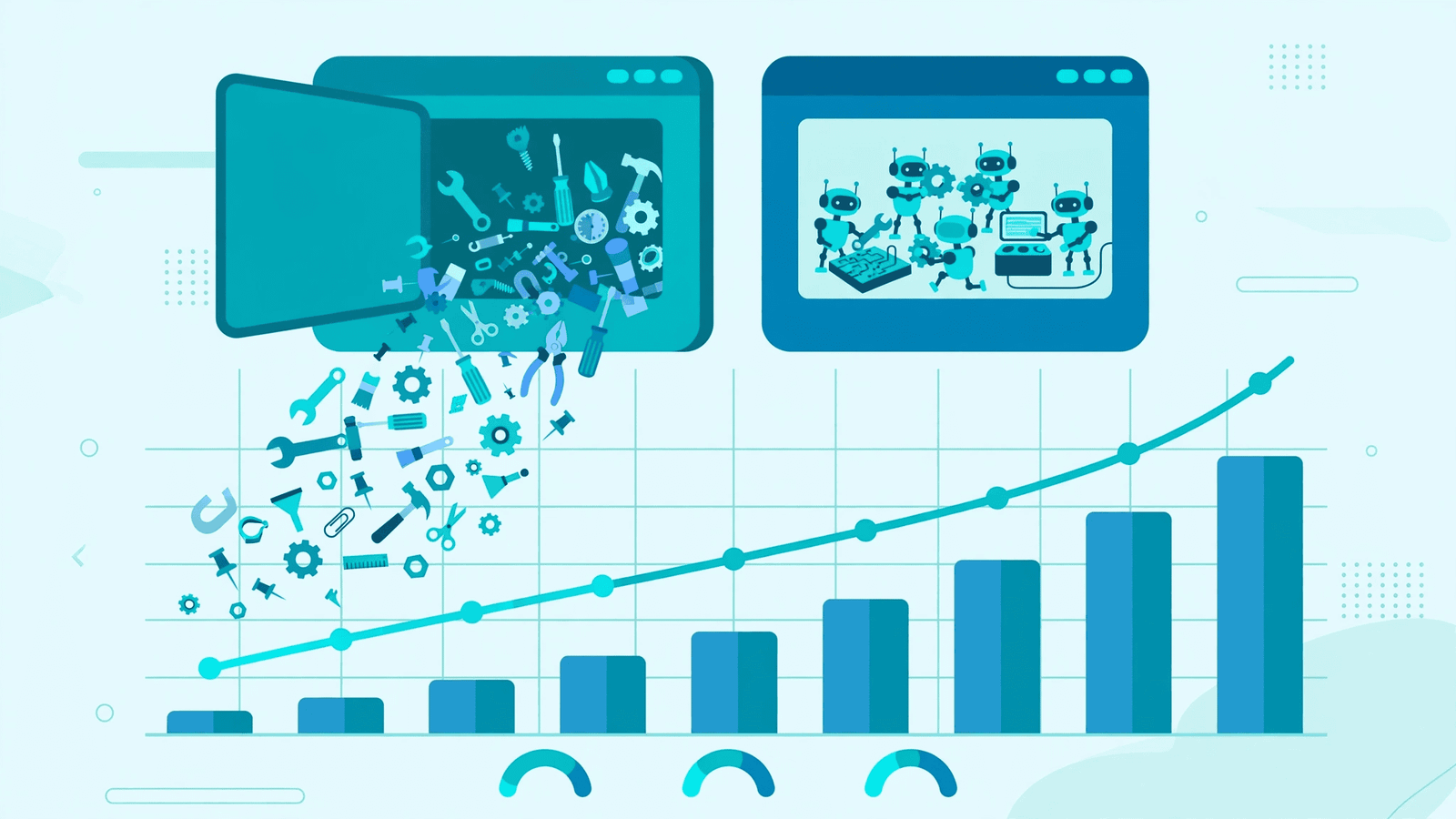 Two AI control panels side by side above email campaign charts