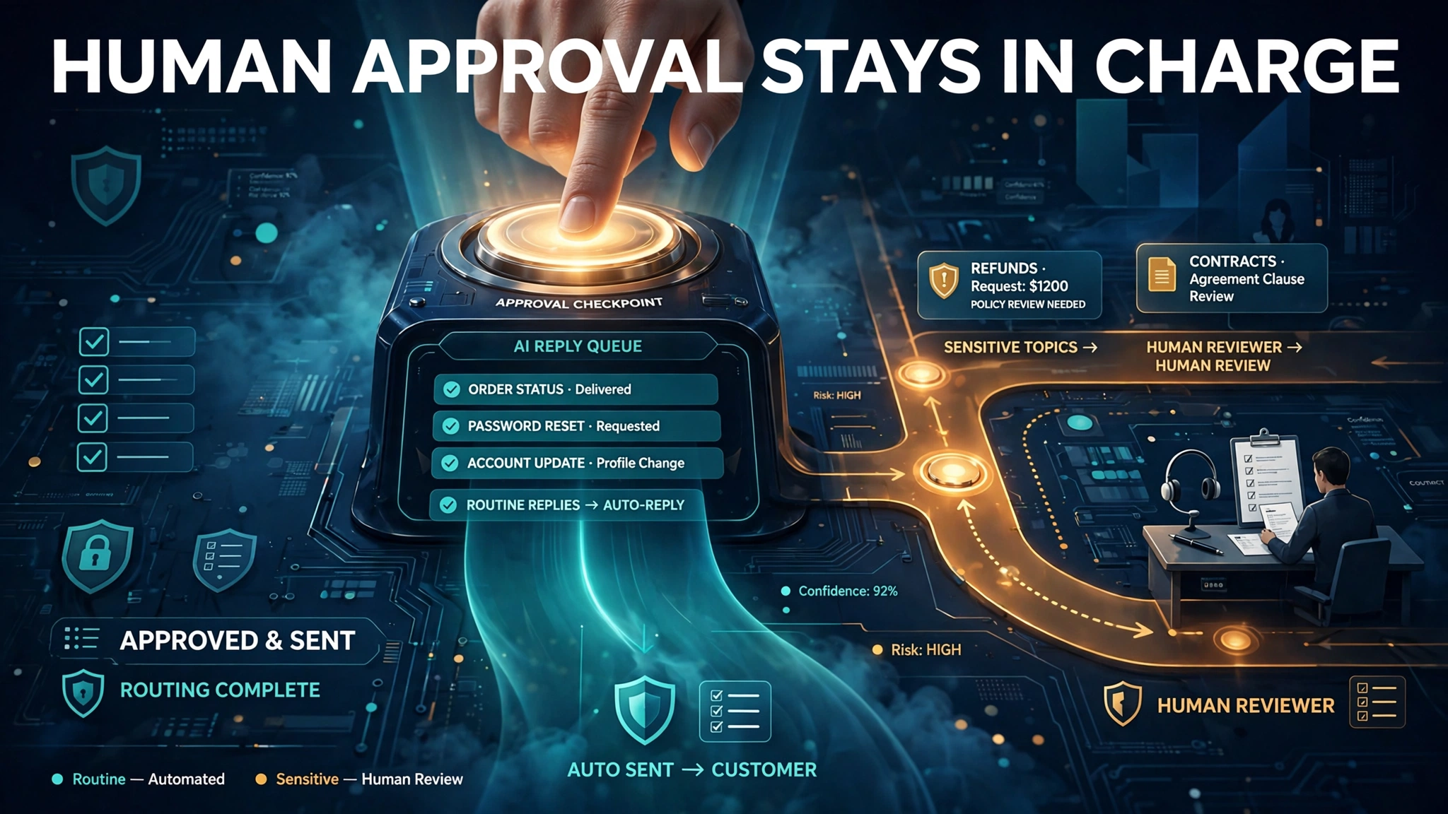 EngageLab Agent Email human approval controls for refunds pricing and contract topics