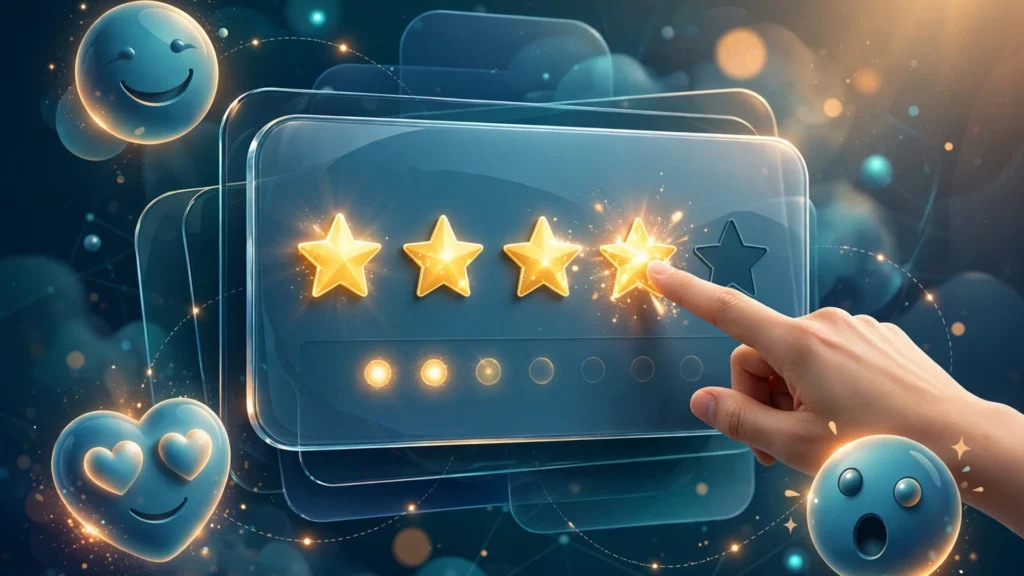 Poll and star rating answered inside a message in interactive email marketing