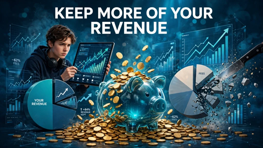 Beehiiv vs Substack fee math showing how much paid revenue creators keep
