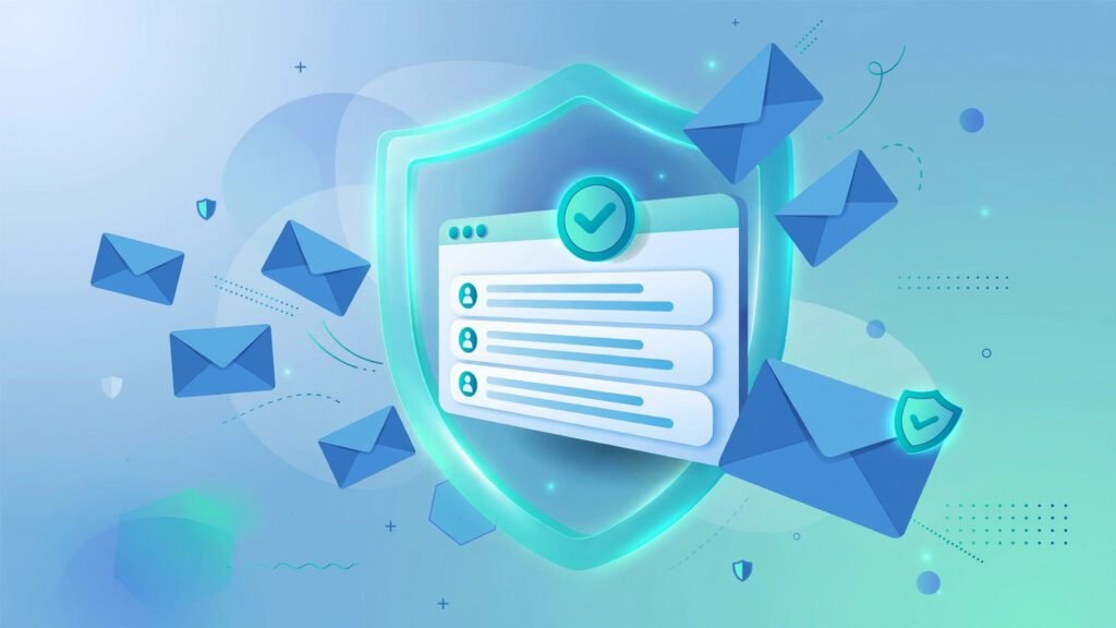 Email inbox protected by a security shield with checkmark